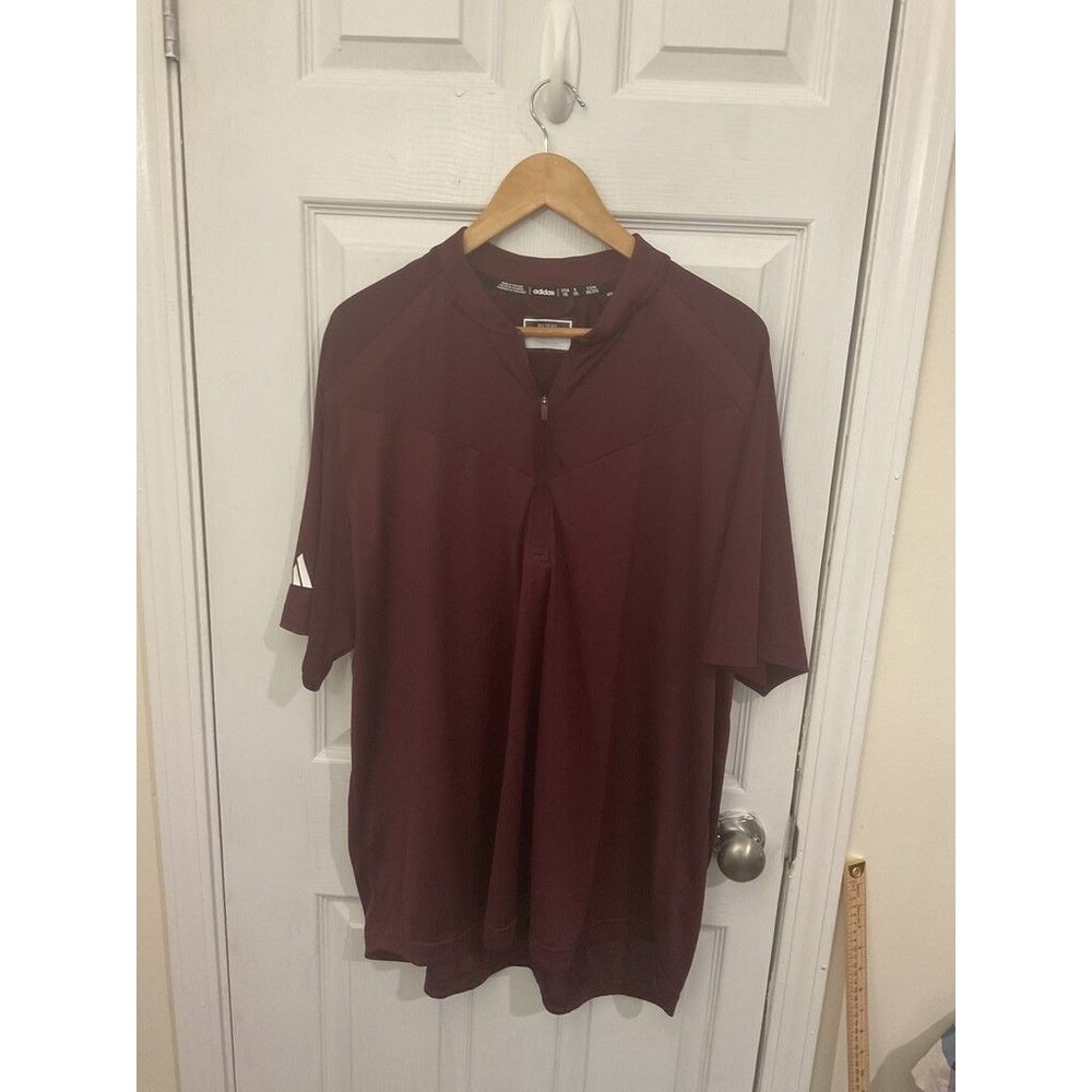 Adidas Men's Burgundy Polo Shirt Size 2XL 1/4 Zip